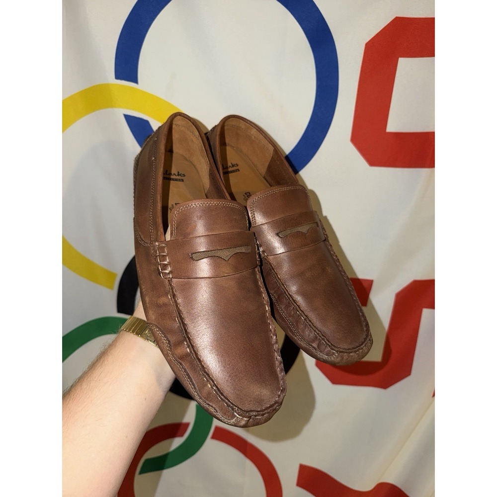 Clarks Loafers Mens 13 Brown Leather Slip On Dress Shoes Soft Cushion Ortholite